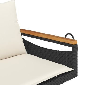 Bancă de balansoar cu perne, negru, 109x62x40 cm, poliratan - Img 6