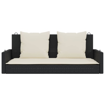 Bancă de balansoar cu perne, negru, 119x56x48 cm, poliratan - Img 4