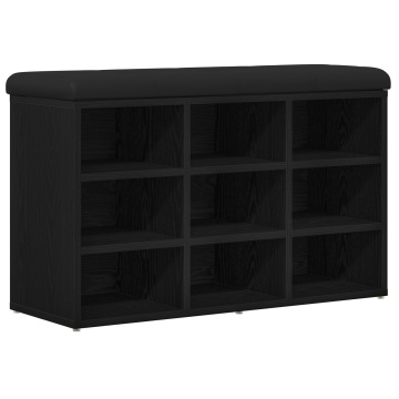 Bancă de depozit Negru Stejar 80x30x48 cm Lemn compus - Img 2