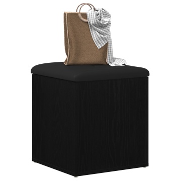 Bancă de depozitare Negru Stejar 40x40x45 cm Lemn stratificat - Img 3