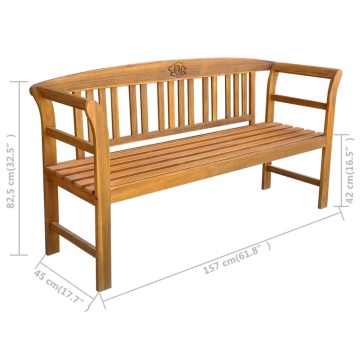 Bancă de grădină, 157 cm, lemn masiv de acacia - Img 5