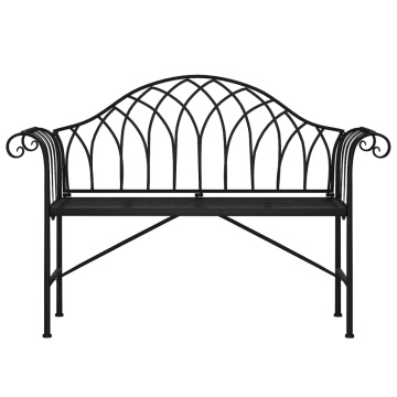 Bancă de grădină cu 2 locuri, negru, 128 cm, oțel - Img 2
