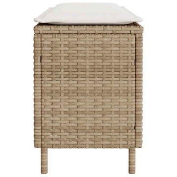Bancă de grădină cu pernă Bej 110x30x40,5 cm Poly Ratan - Img 8