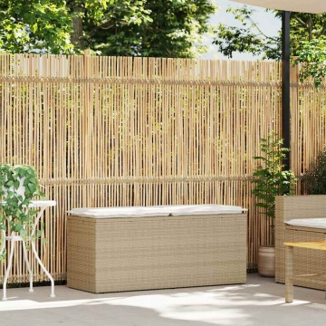 Bancă de grădină cu pernă Bej 110x40x44 cm polirattan - Img 2