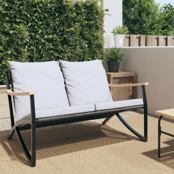 Bancă de grădină cu perne, negru, 120 cm, oțel - Img 1