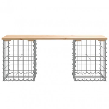 Bancă de grădină, design gabion, 103x31x42 cm, lemn masiv pin - Img 8