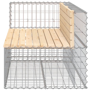 Bancă de grădină design gabion, 122x71x65,5 cm, lemn masiv pin - Img 4