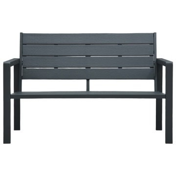 Bancă de grădină, gri, 120 cm, HDPE, aspect de lemn - Img 2
