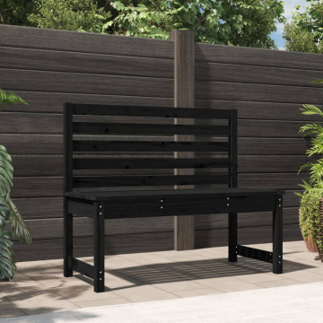 Bancă de grădină, negru, 109 cm, lemn masiv de pin - Img 1