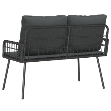 bancă de grădină Negru 114x64x78 cm Poliratan - Img 4