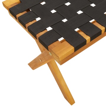 Bancă de grădină, negru, lemn masiv acacia/textil - Img 6