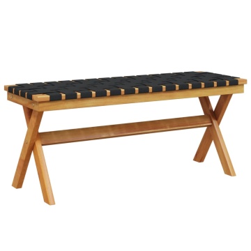 Bancă de grădină, negru, lemn masiv acacia/textil - Img 4