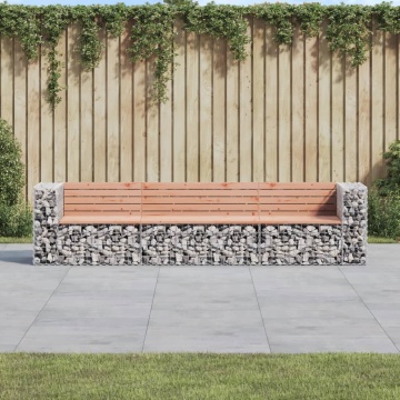 Bancă de grădină tip gabion 287x71x65,5 cm, lemn masiv Douglas - Img 1