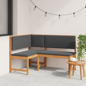 bancă de grădină , unghiulară, cu perne 140x100x91 cm, din lemn masiv de acacia - Img 1