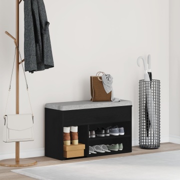 Bancă de hol Negru Stejar 60x30x45 cm Lemn compozit - Img 1