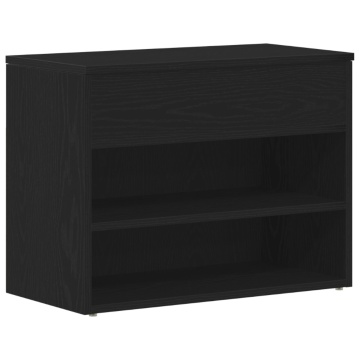 Bancă de hol Negru Stejar 60x30x45 cm Lemn prelucrat - Img 2