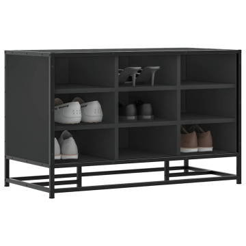 Bancă de pantofi neagră 84x40x53,5 cm lemn și metal prelucrat - Img 1