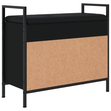 Bancă de pantofi, negru, 65,5x32x57,5 cm, lemn prelucrat - Img 7