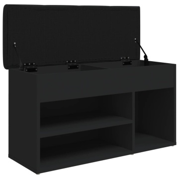 Bancă de pantofi, negru, 82x32x45,5 cm, lemn prelucrat - Img 8