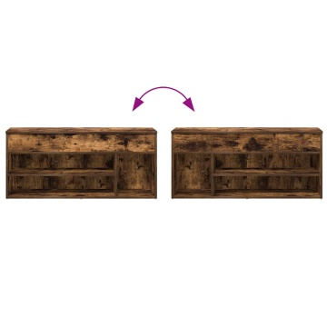 Bancă de pantofi, stejar fumuriu, 102x30,5x45 cm lemn prelucrat - Img 6
