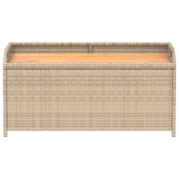 Bancă depozitare grădină, bej mix 100x50x52 cm poliratan/acacia - Img 4