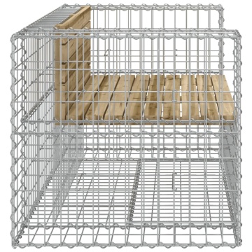 Bancă grădină, design gabion, 143x71x65,5cm, lemn pin impregnat - Img 4