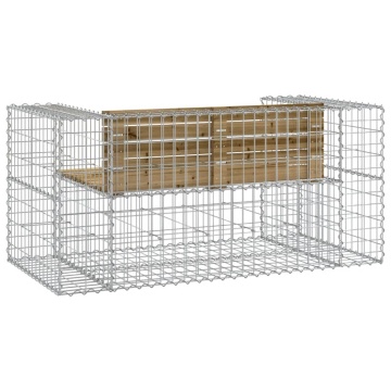 Bancă grădină, design gabion, 143x71x65,5cm, lemn pin impregnat - Img 8