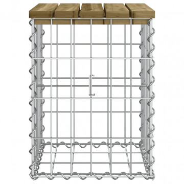 Bancă grădină, design gabion, 33x31x42 cm, lemn pin impregnat - Img 4