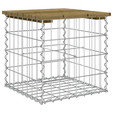 Bancă grădină, design gabion, 43x44x42 cm, lemn pin impregnat - Img 8