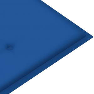 Bancă grădină, pernă albastru regal, 112 cm, lemn masiv tec - Img 6
