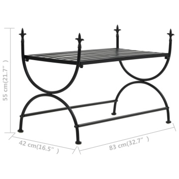 Bancă în stil vintage, negru, metal, 83x42x55 cm - Img 6