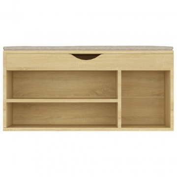 Bancă pantofar, pernă, stejar sonoma 104x30x49cm lemn prelucrat - Img 8