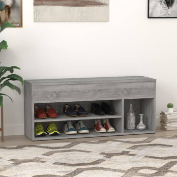 Bancă pentru pantofi gri sonoma 105x30x45 cm lemn prelucrat - Img 4