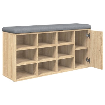 Bancă pentru pantofi stejar sonoma 102x32x50 cm lemn prelucrat - Img 7