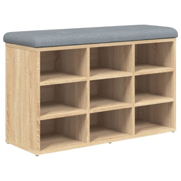 Bancă pentru pantofi stejar sonoma 82x32x50 cm lemn prelucrat - Img 2