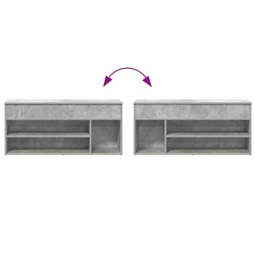 Bancheta pantofar, gri beton, 102x30,5x45 cm, lemn prelucrat - Img 6