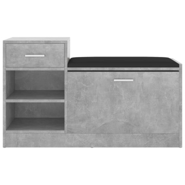 Banchetă pantofar, gri beton, 94,5x31x57 cm, lemn prelucrat - Img 3