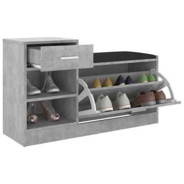 Banchetă pantofar, gri beton, 94,5x31x57 cm, lemn prelucrat - Img 7