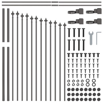 Bariere de grădină cu vârf semicircular, Gri, 1,7 x 1 m, din oțel - Img 4
