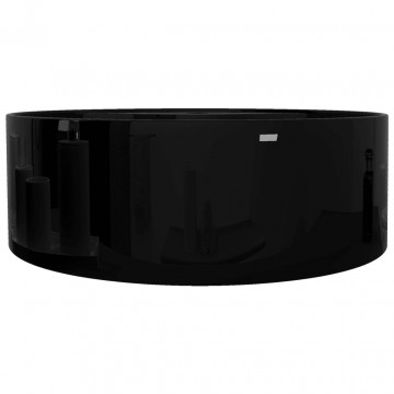 Bazin chiuvetă ceramică baie cu gaură robinet/preaplin, rotund, negru - Img 4