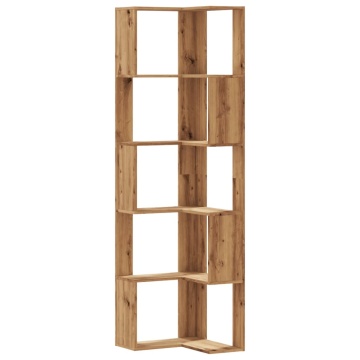 Bibliotecă 5 nivel stejar artizanal 50x50x179 cm lemn prelucrat - Img 2