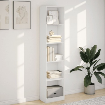 Bibliotecă, alb, 40x24x176 cm, lemn prelucrat - Img 3