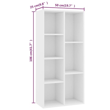 Bibliotecă, alb, 50x25x106 cm, lemn prelucrat - Img 5