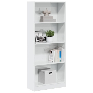 Bibliotecă, alb extralucios, 60x24x143 cm, lemn prelucrat - Img 1