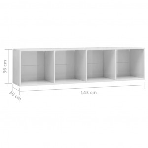 Bibliotecă/Comodă TV, alb extralucios, 143 x 30 x 36 cm - Img 7