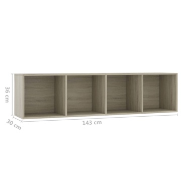Bibliotecă/Comodă TV, stejar Sonoma, 143 x 30 x 36 cm - Img 10