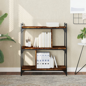 Bibliotecă cu 3 niveluri, stejar fumuriu, 76x32x88 cm, lemn - Img 1