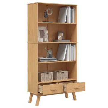 Bibliotecă cu 4 niveluri „OLDEN”, maro, lemn masiv de pin - Img 8