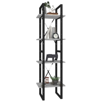 Bibliotecă cu 4 niveluri gri sonoma 40x30x140 cm lemn compozit - Img 4