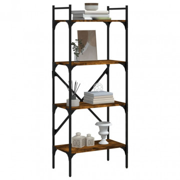 Bibliotecă cu 4 niveluri, stejar fumuriu, 56x31,5x138,5 cm lemn - Img 3